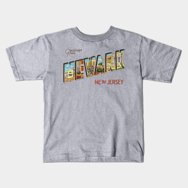 Greetings from Newark New Jersey Kids T-Shirt by reapolo